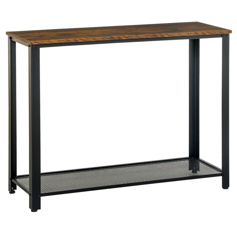 2-Tier Console Table Side Table w/ Mesh Shelf Entryway Hallway Furniture