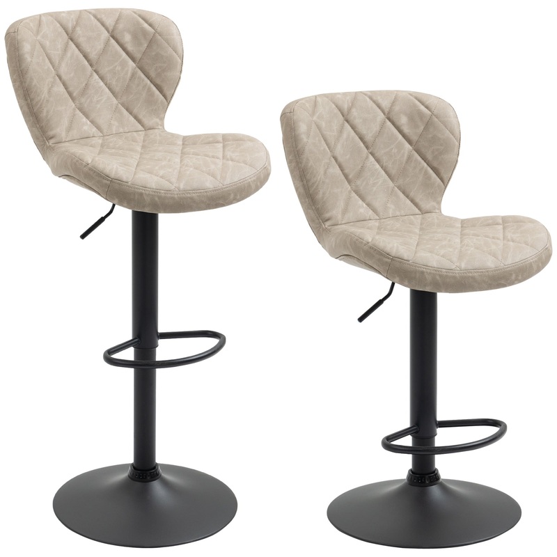 Adjustable Height Bar Stools Set of 2, Swivel Barstools Light Khaki