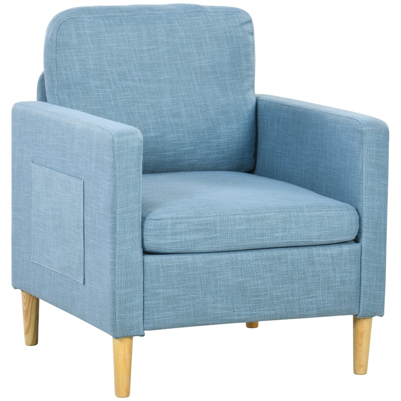 Modern Armchair Upholstered Accent Chair for Bedroom Home Office  Blue