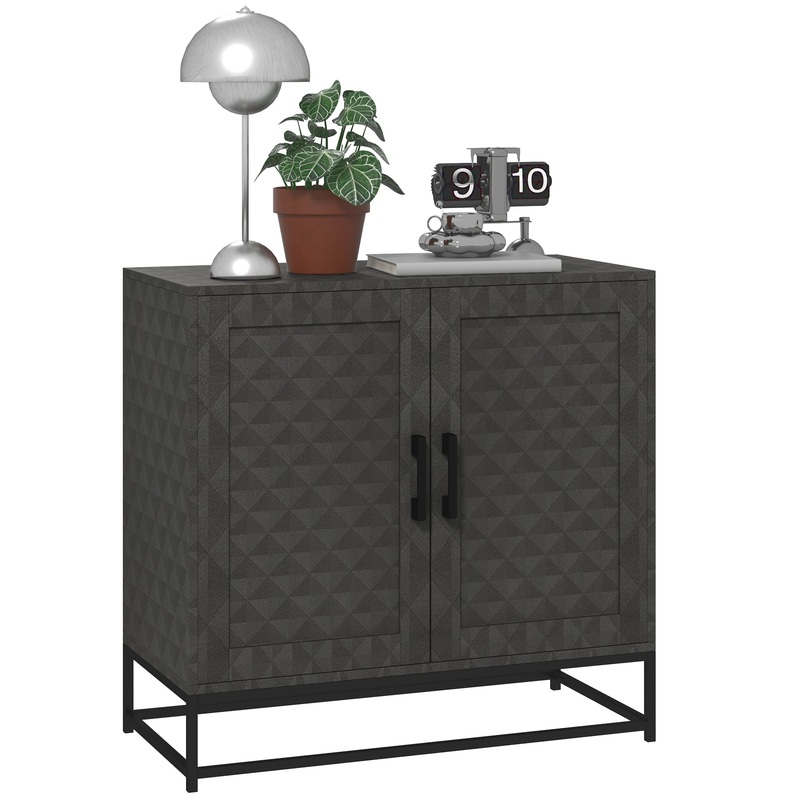 Modern Storage Cupboard with Adjustable Shelf and 2 Doors, Grey