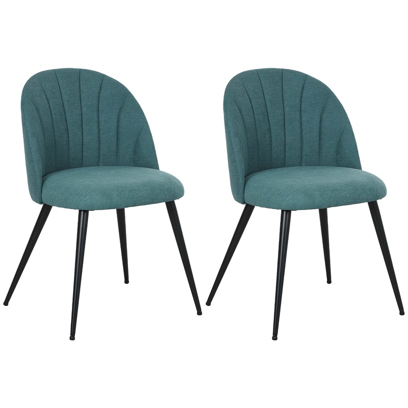 Set of 2 Dining Chairs with Shell Backrest and Padded Seat Green