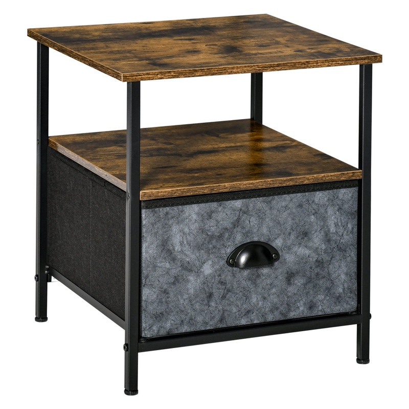 Side Table Vintage Nightstand Coffee Table w/ Drawer for Living Room