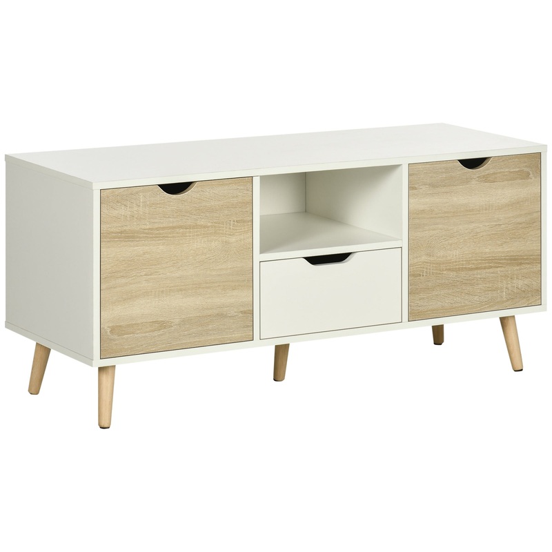 TV Cabinet Entertainment Centre w/ Storage Cabinet and Drawer, Natural