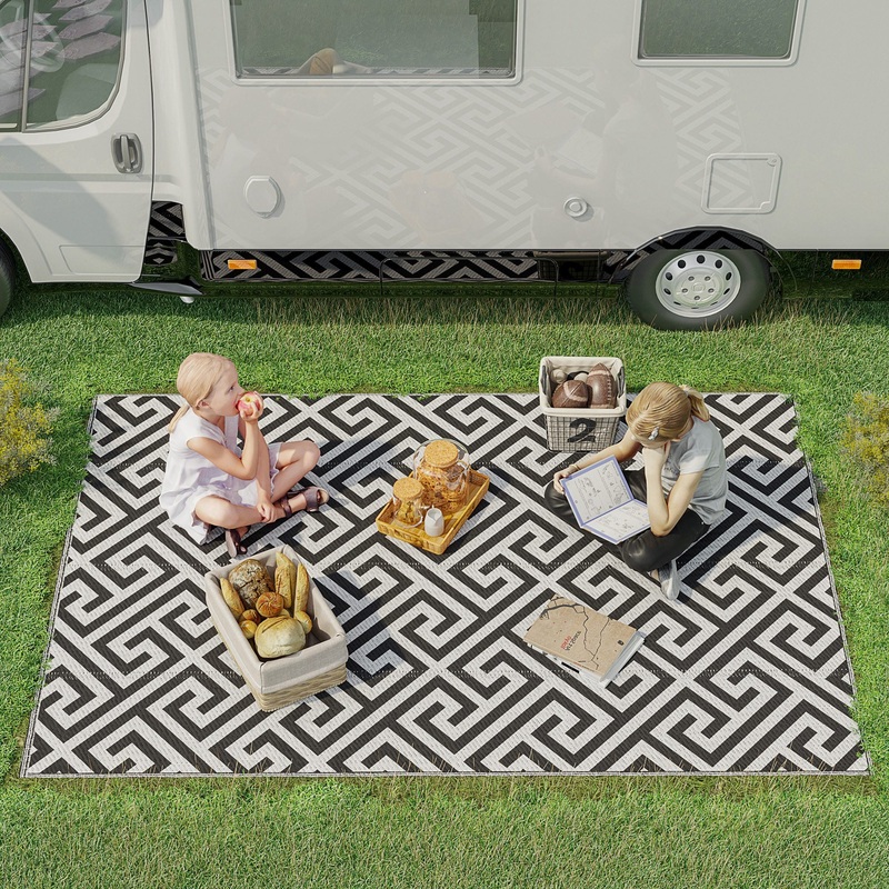 152x243cm Reversible Outdoor Rug Portable Plastic Straw RV Camping Mat