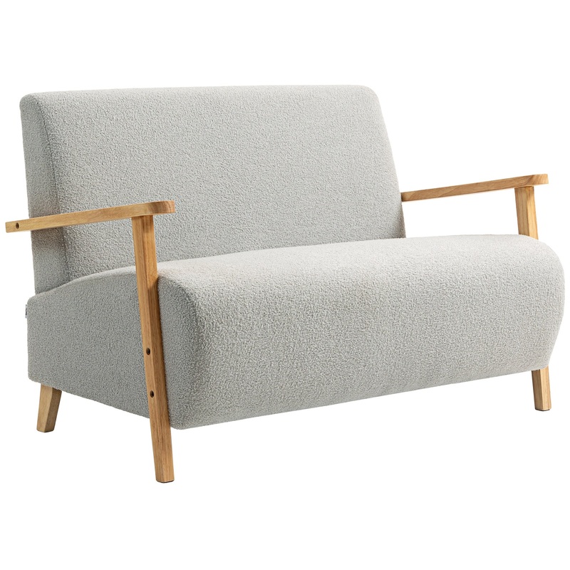 2 Seater Sofa, Fabric Modern Loveseat for Living Room, Grey