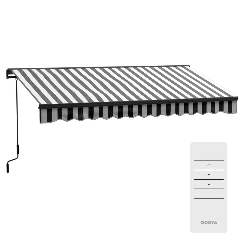 3.5 x 2.5m Electric Retractable Awning, Aluminium Frame, Grey & White