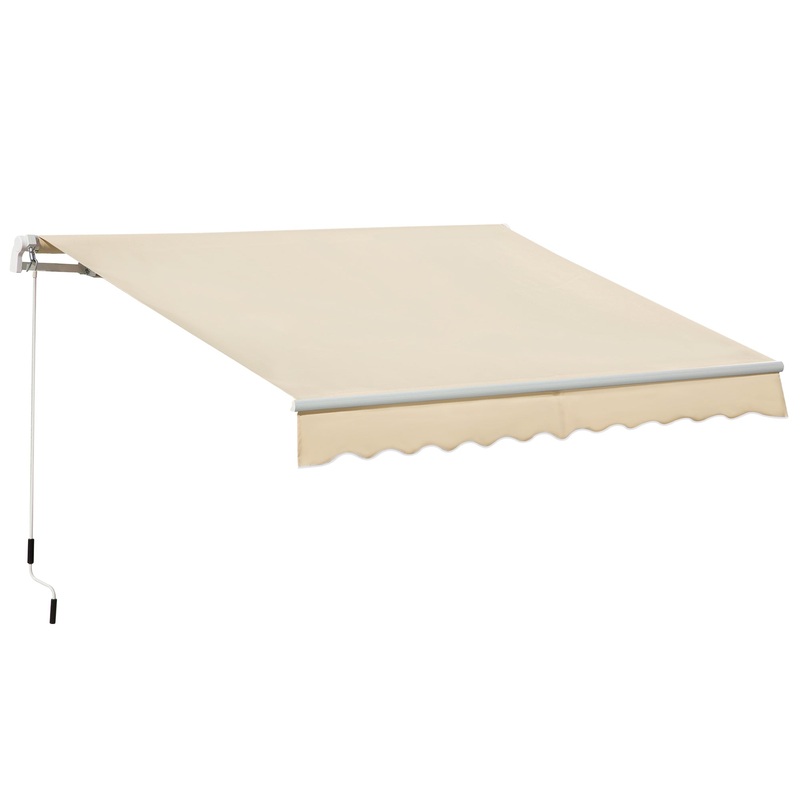 3.5×2.5m Manual Awning Window Door Sun Weather Shade w/ Handle Beige