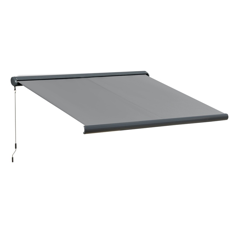 3×2.5m LED Light Cassette Electric/Manual Awning Window Sun Shade Grey