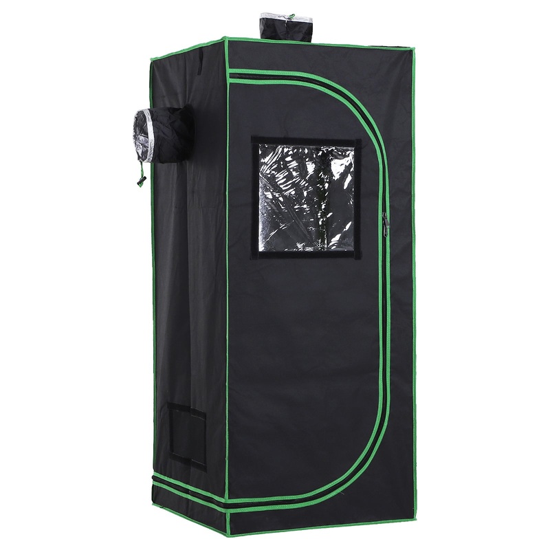 Mylar Hydroponic Grow Tent w/ Floor Tray for Indoor Plant 60x60x140cm