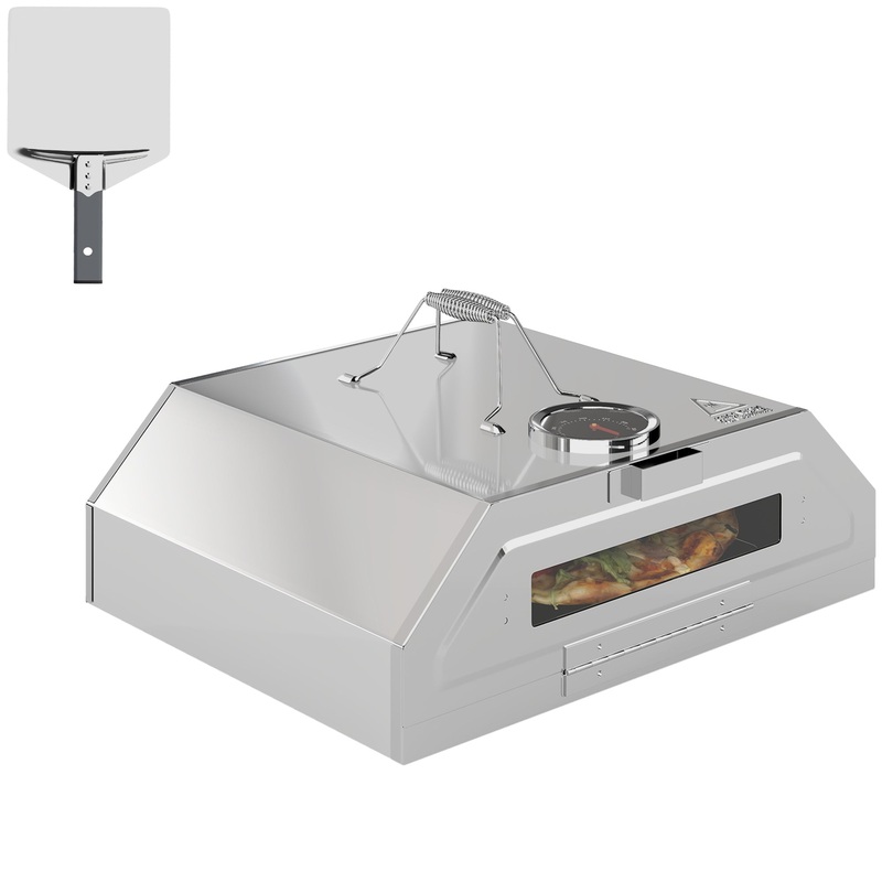 Outdoor BBQ Pizza Oven with Thermometer for Gas/Charcoal BBQ Grills