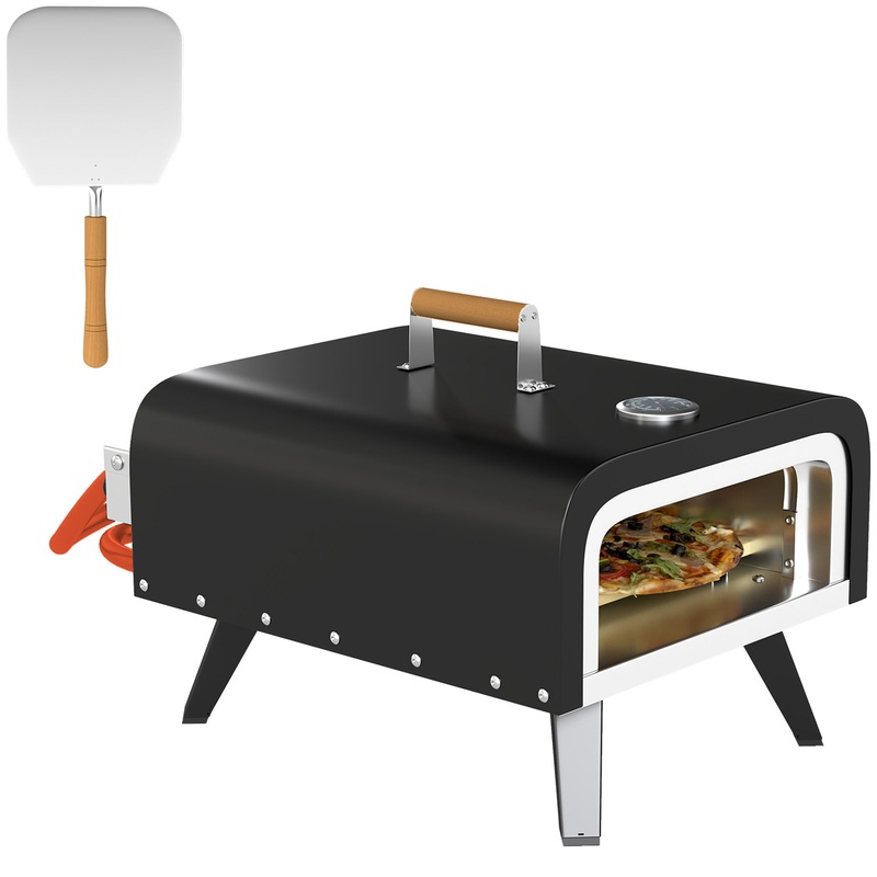 Outdoor Tabletop Gas Pizza Oven with 12 Pizza Stone & Peel, Black