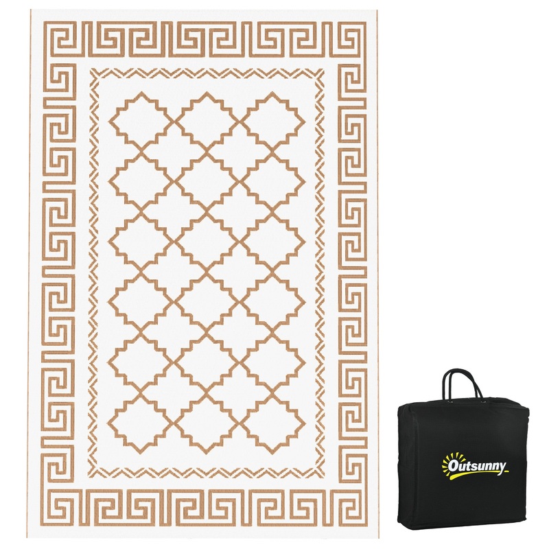 Reversible Waterproof Outdoor Rug W/ Carry Bag, 182 x 274cm, Brown