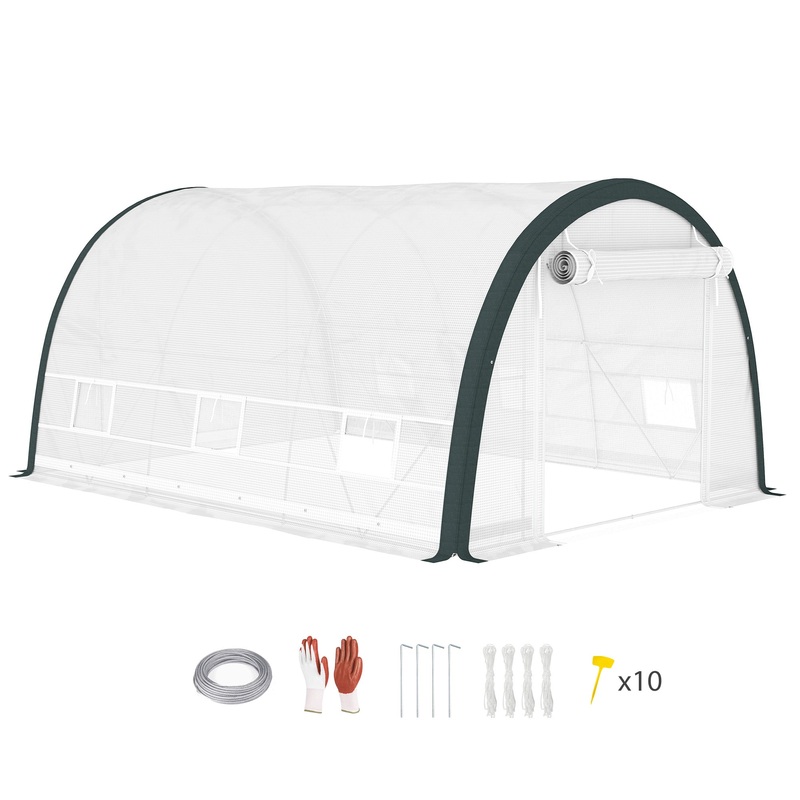 Walk-in Tunnel Greenhouse, Upgraded Structure, Mesh Door & Windows