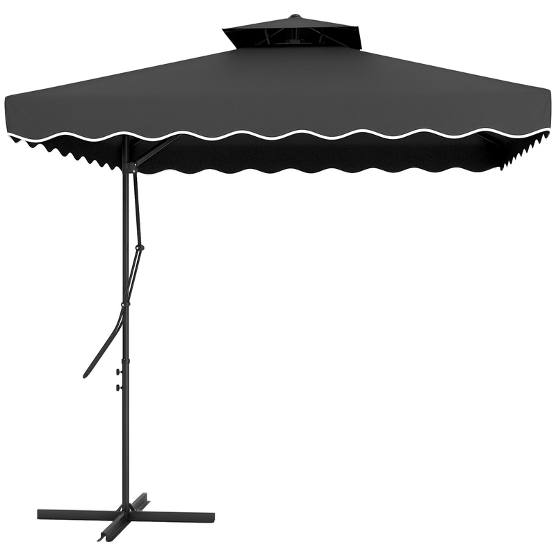 2.5m Cantilever Garden Parasol Umbrella with Cross Base, Black