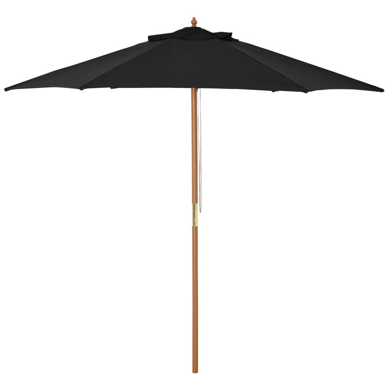 2.5m Wood Garden Parasol Sun Shade Patio Outdoor Wooden Umbrella Canopy