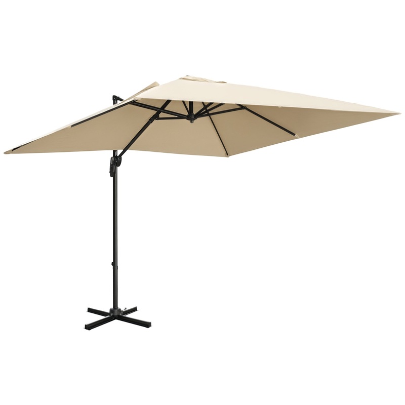 2.7 x 2.7 m Cantilever Parasol Garden Umbrella w/ Cross Base White