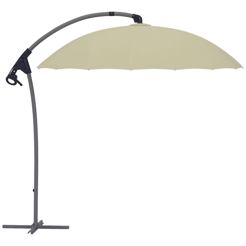 2.7m Cantilever Parasol with Cross Base, Crank Handle, 16 Ribs, Beige