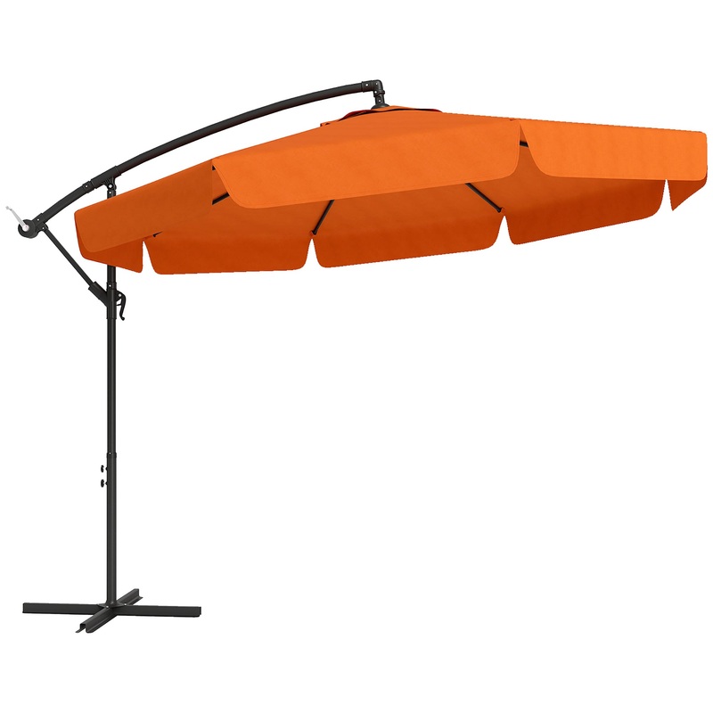 2.7m Garden Cantilever Banana Parasol Sun Shade w/ Crank, Orange
