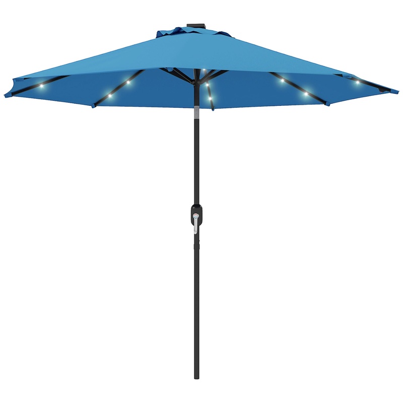 24 LED Solar Powered Parasol Umbrella Garden Tilt Outdoor String Light