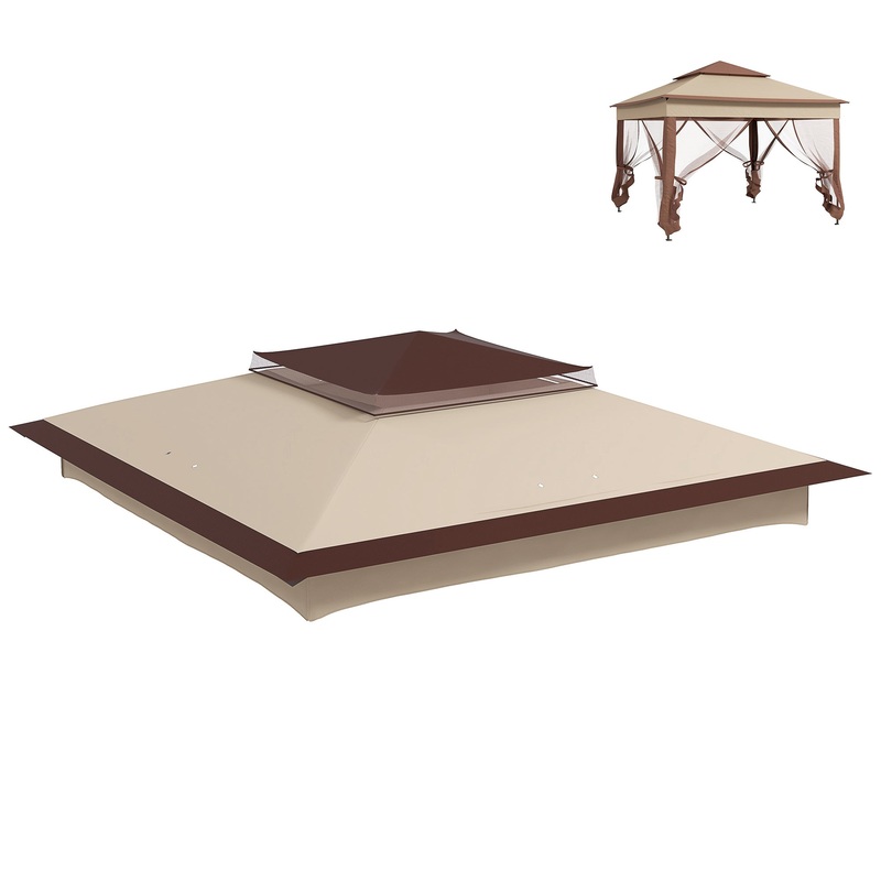 3.25mx3.25m 2-Tier Gazebo Cover Replacement, 30+ UV Protection, Beige