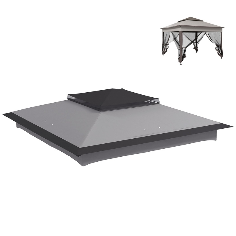 3.25mx3.25m 2-Tier Gazebo Cover Replacement, 30+ UV Protection, Grey
