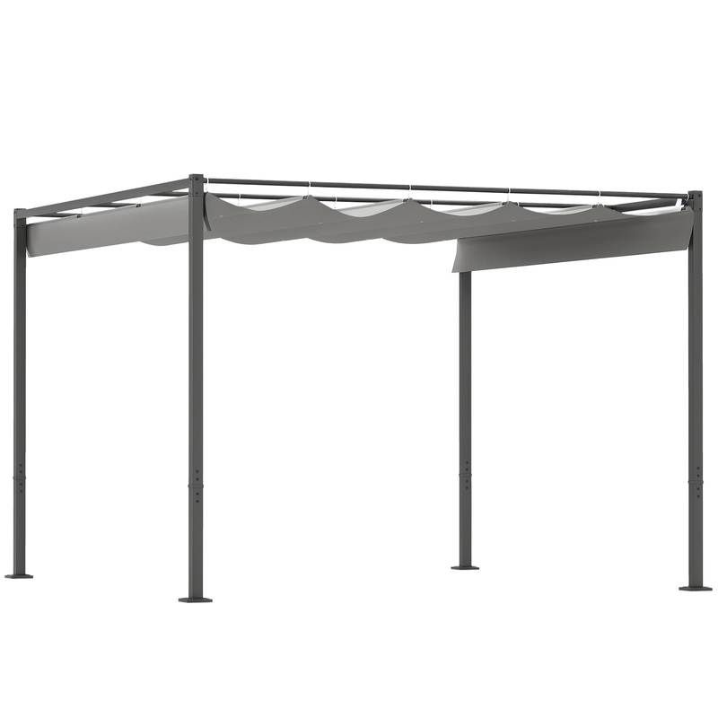 3 x 3(m) Garden Pergola with Retractable Roof, UPF30+, Grey