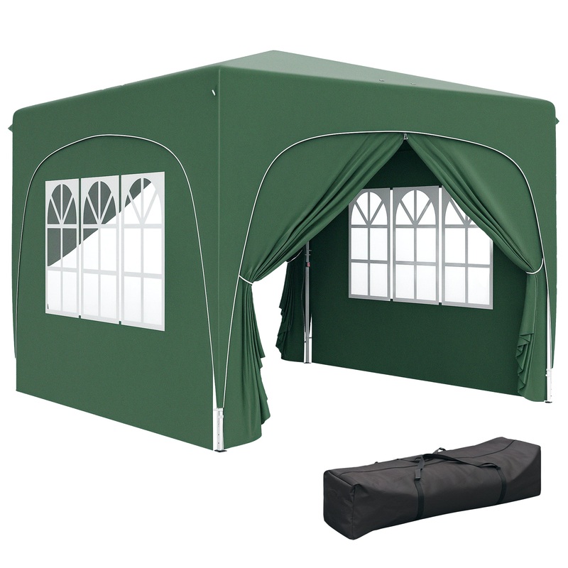 3 x 3(m) UPF50+ Pop Up Gazebo with Sides and Carry Bag, Dark Green
