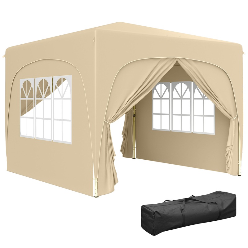 3 x 3(m) UPF50+ Pop Up Gazebo with Sides and Carry Bag, Sand