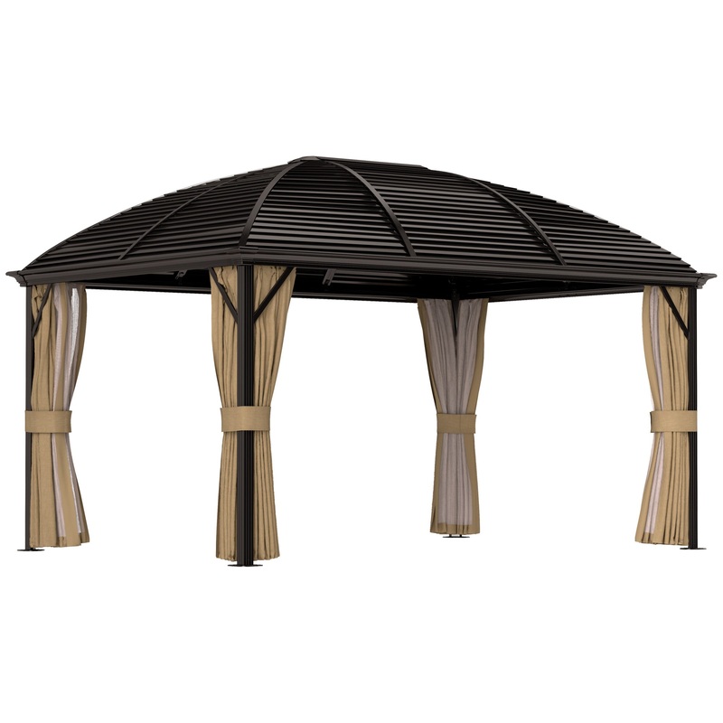 3 x 4m Hardtop Gazebo Aluminium Garden Pavilion Brown