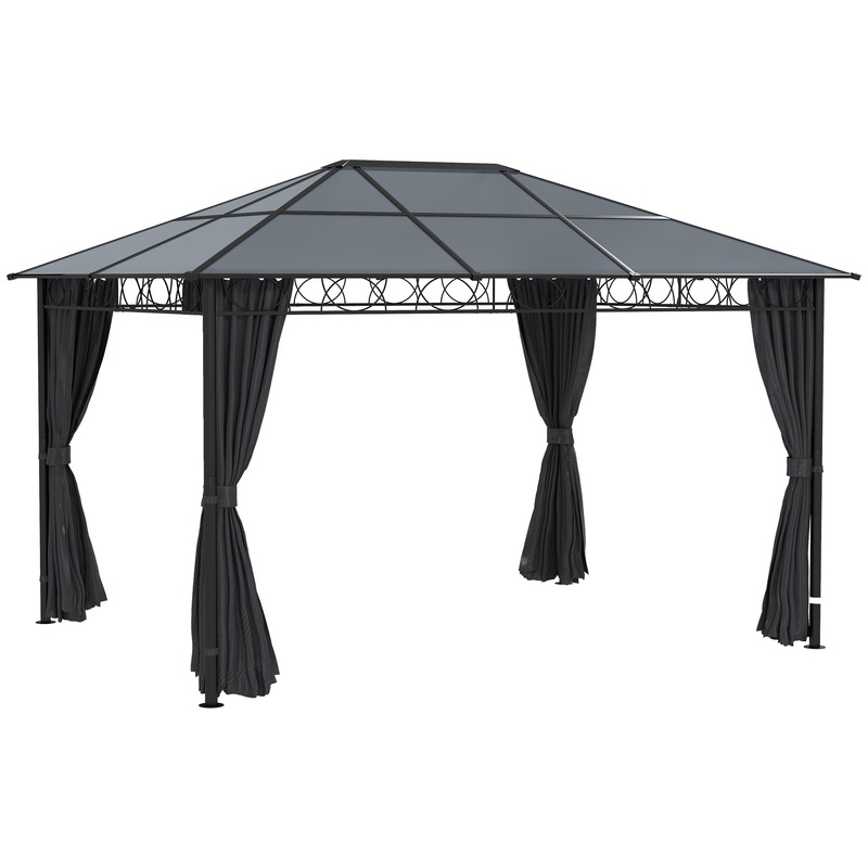 3 x 4m Hardtop Gazebo for Garden Party w/ Polycarbonate Curtains