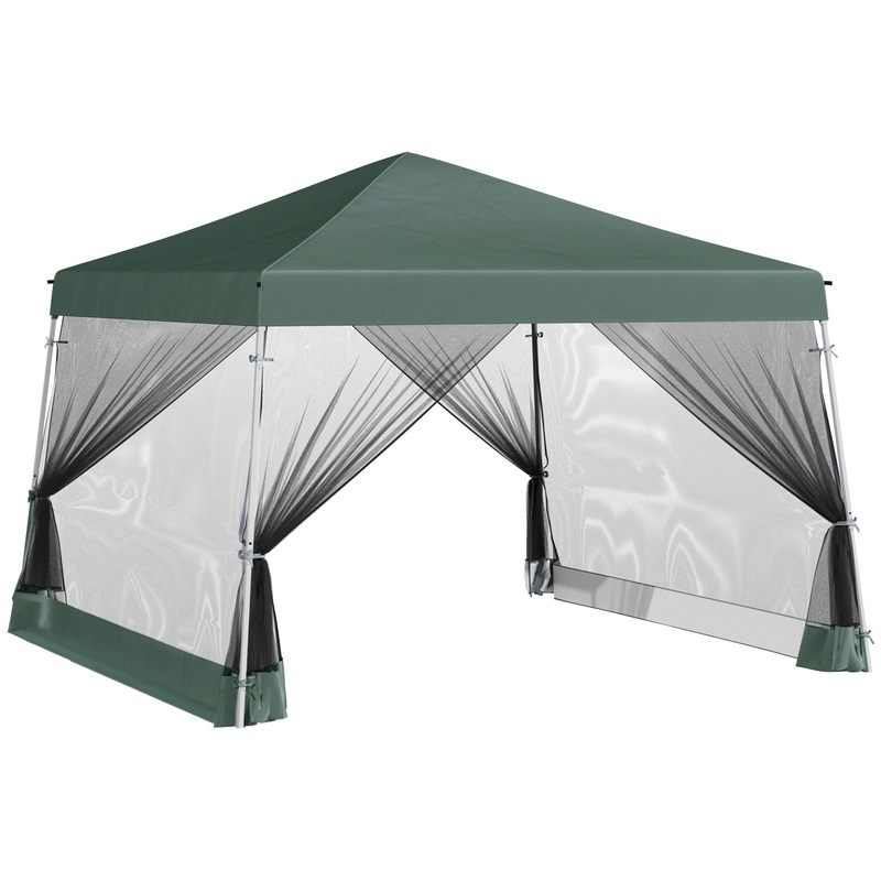 3 x3 x2.6m Folding Pop-up Garden Gazebo W/Mosquito Netting Green