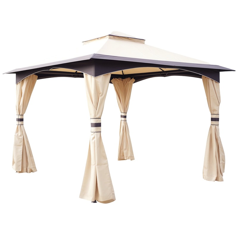3×3(m) Patio Gazebo with Vented Roof and Mesh Sidewall