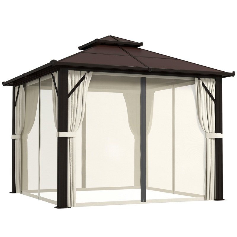 3×3(m) Polycarbonate Hardtop Gazebo with Aluminium Frame, Beige