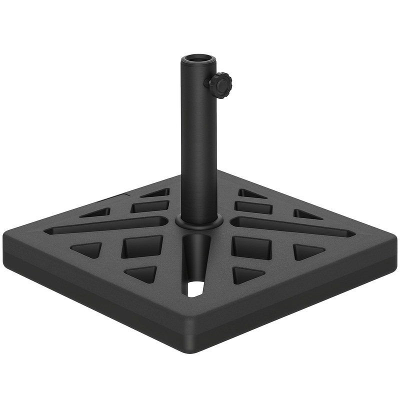 Parasol Base 15kg Garden Umbrella Stand with Cut-Out Design, Black