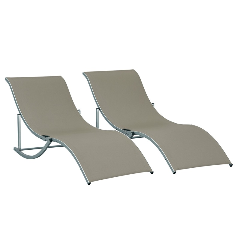 Set of 2 Zero Gravity Lounge Chair Recliners Sun Lounger Light Grey