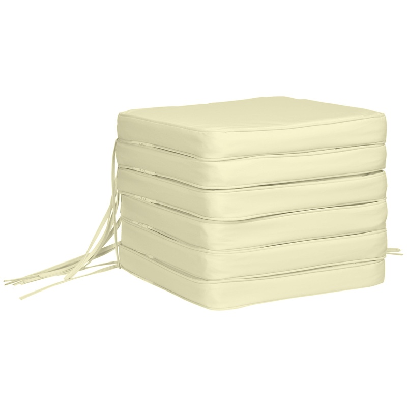 Set of 6 Chair Cushion Seat Pads Dining Chair w/ Straps Indoor Outdoor