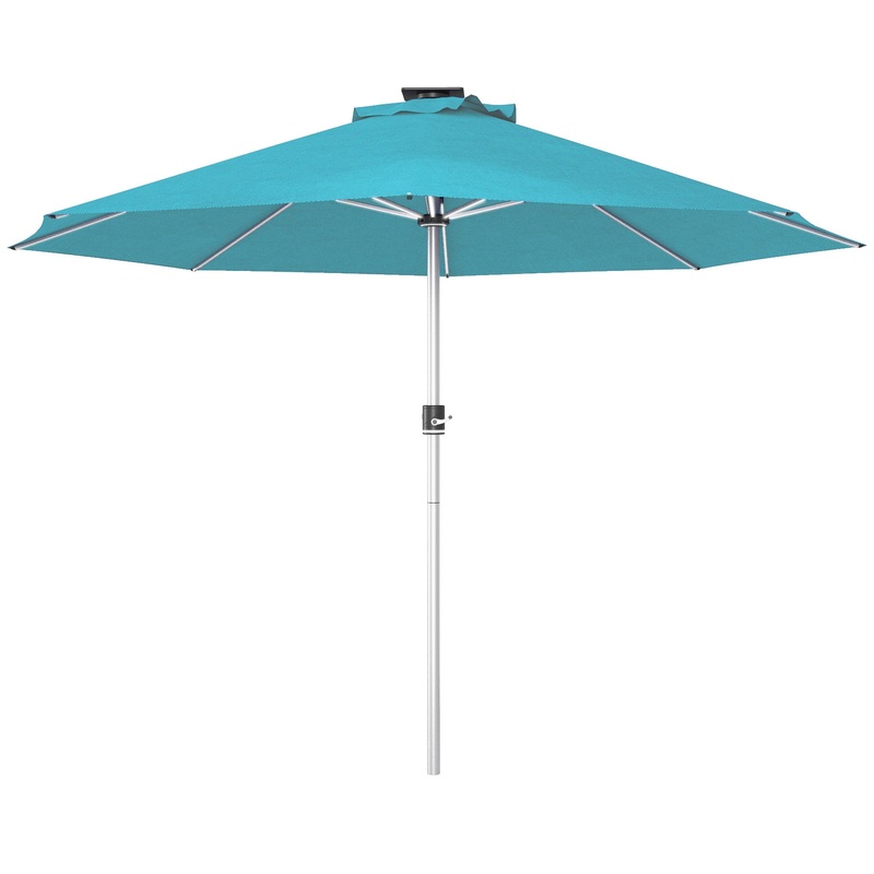 Solar Patio Garden Parasol with Lights for Outdoor, Blue