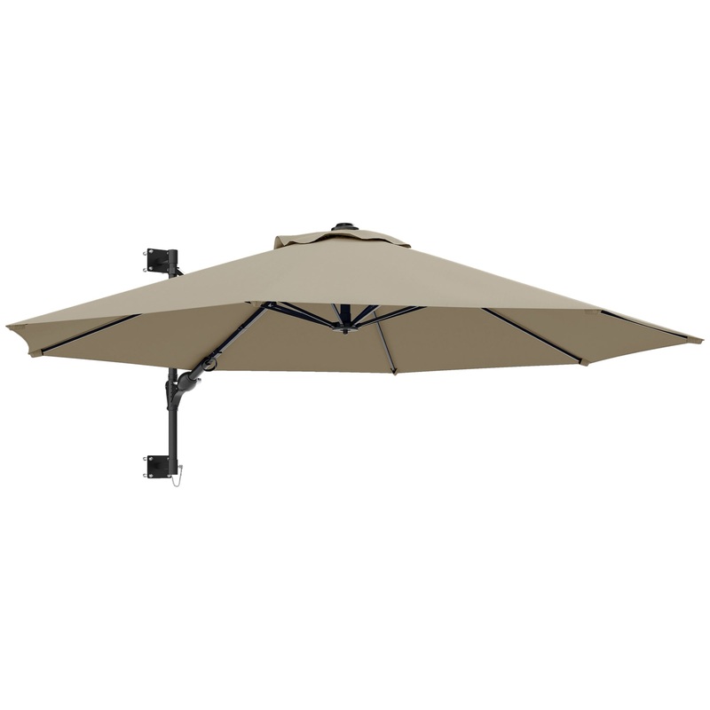 Sun Parasol with Vent, Wall Umbrella for Patio, Garden, Khaki