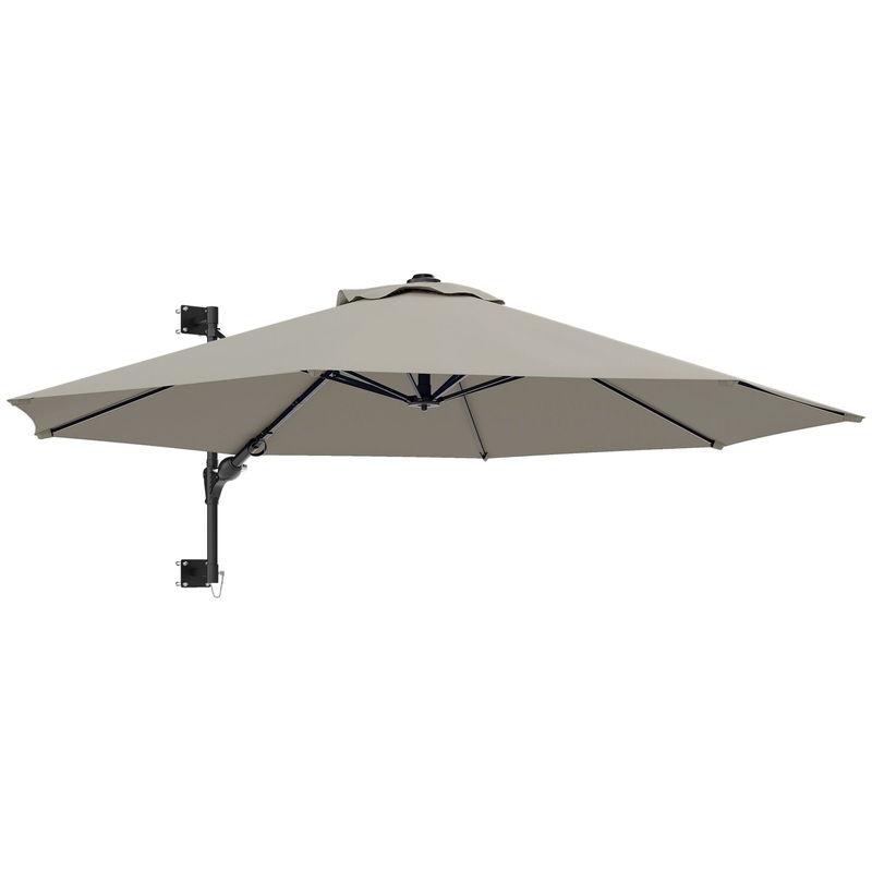 Sun Parasol with Vent, Wall Umbrella for Patio, Garden, Pool, Grey