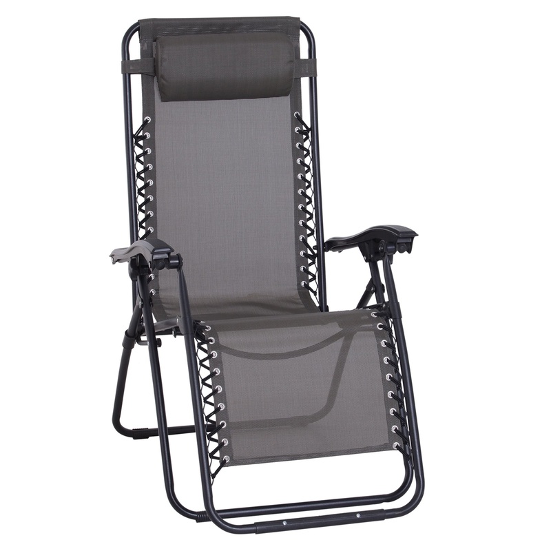 Zero Gravity Chair, Reclining Lounger w/ Pillow Grey