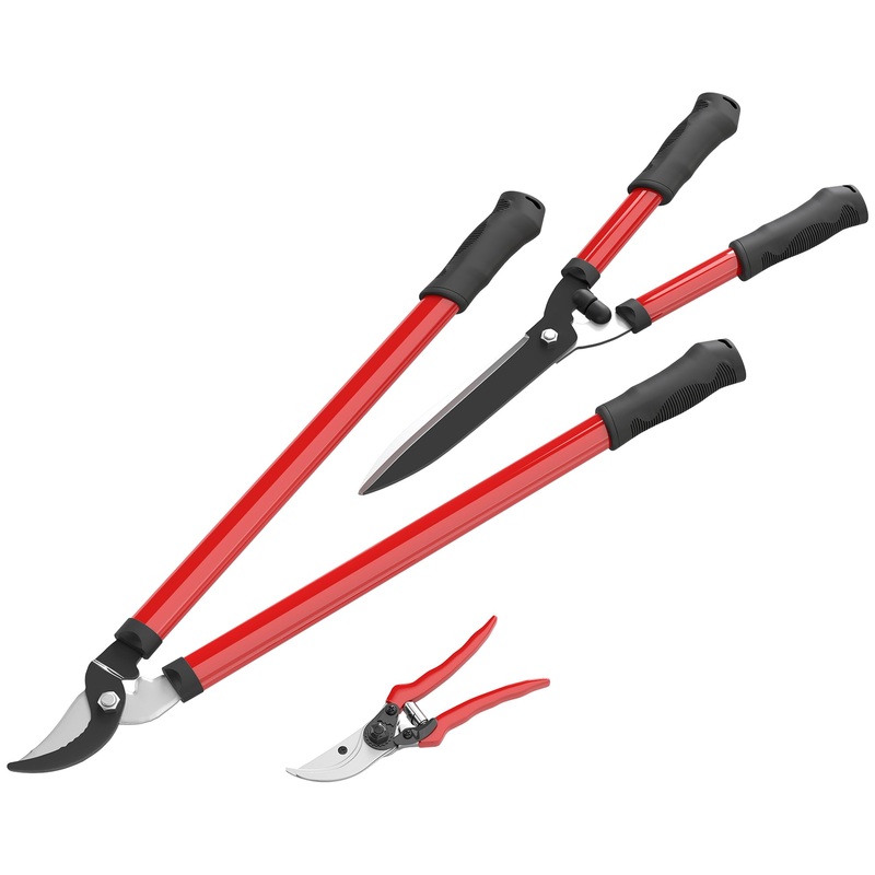 3 PC Garden Shears Set w/ Hedge Shears, Lopper, Garden Secateurs
