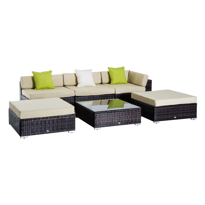 6 PC Rattan Coffee Table Set