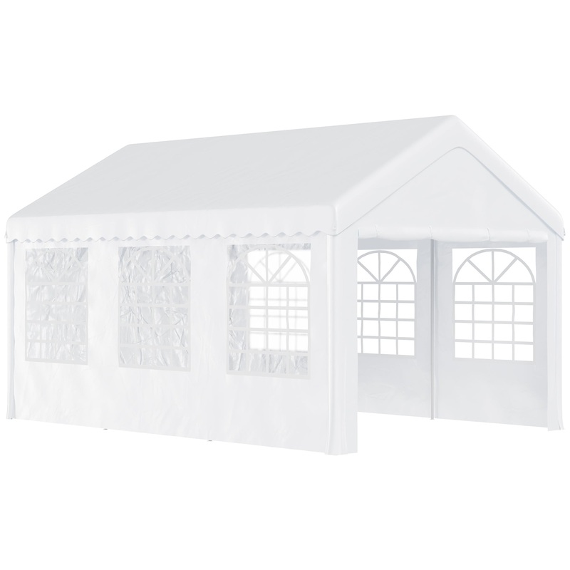 6m x 4 mParty Tents Portable Carport Shelter w/ Removable Sidewalls & Doors Party Tent Shelter Car Canopy