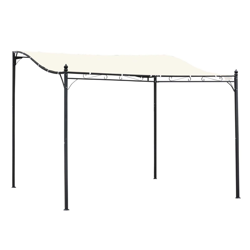 Elegant Pergola Gazebo Metal Frame Elegant Scrolling Weather-Resistant Canopy Sun Rain Shade Garden Outdoor Shelter 3×3(m), Cream White