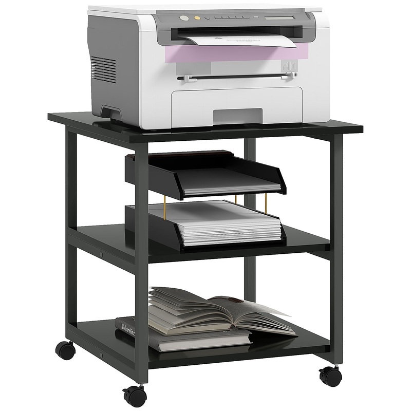 Mobile Printer Stand with Storage Printer Table for Home Office Black