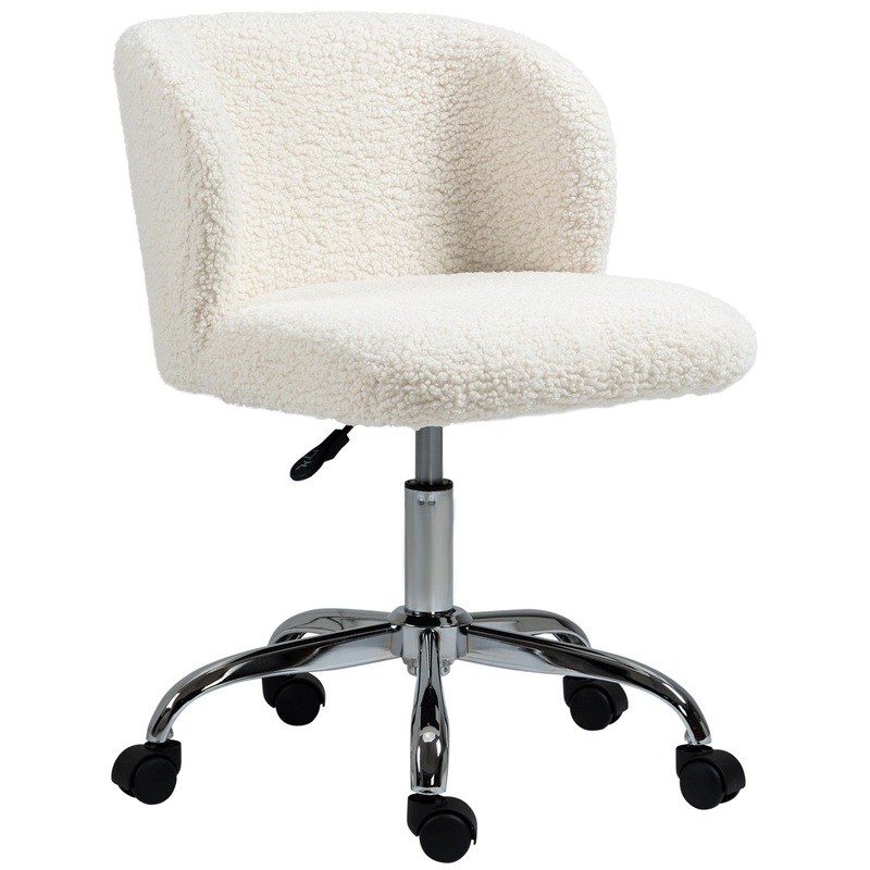 Office Chair, Swivel Chair with Adjustable Height and Wheels, White