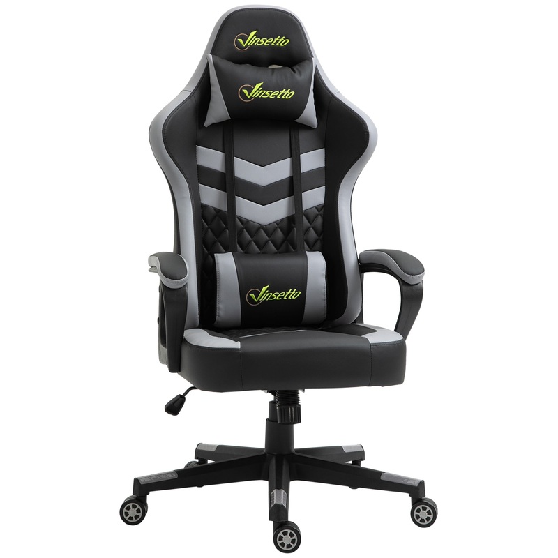 Racing Gaming Chair w/ Lumbar Support, Gamer Office Chair, Black Grey