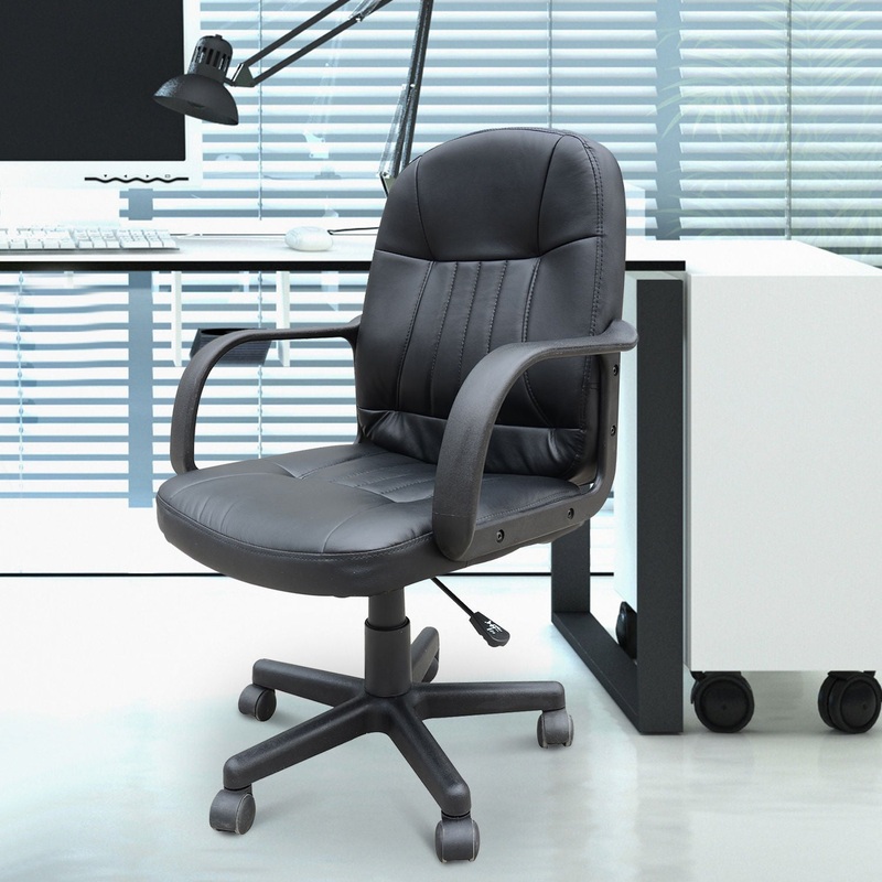 Swivel Executive Office Chair PU Leather Computer Desk Chair Office Furniture Gaming Seater – Black