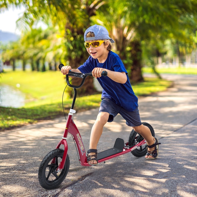 Teen Push Scooter Kids Children Stunt Scooter w/ 12 EVA Tyres, Red