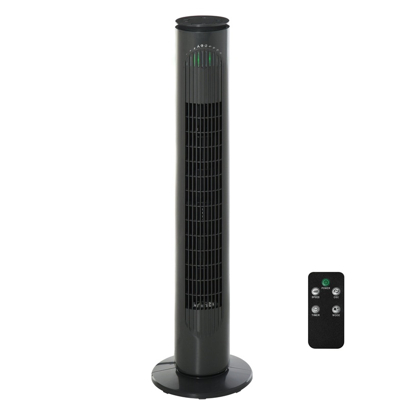 30” Freestanding Tower Fan, 3 Speed 3 Mode, 10h Timer, 70 Degree Oscillation, LED Light, 5M Remote Controller, Dark Grey